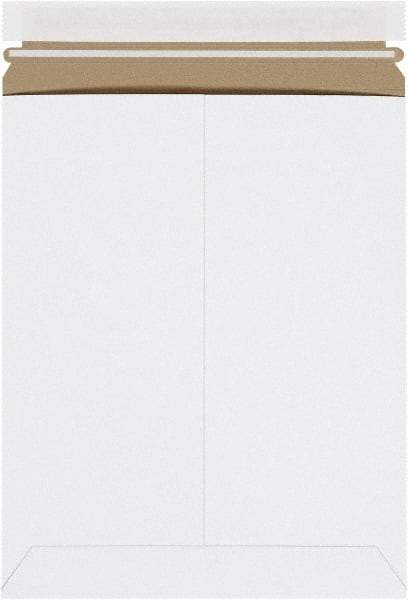 Made in USA - 12-1/4" Long x 9-3/4" Wide Peel-Off Self-Seal Flat Mailer - White - Apex Tool & Supply