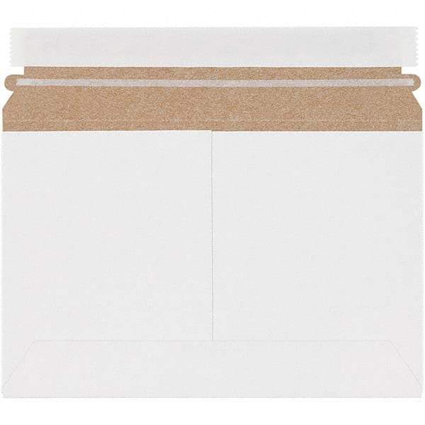 Made in USA - 6" Long x 9-1/2" Wide Peel-Off Self-Seal Flat Mailer - White - Apex Tool & Supply