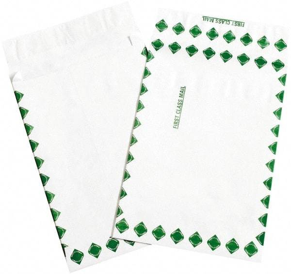 Dupont - 16" Long x 12" Wide Peel-Off Self-Seal Tyvek Expansion Envelope - White/Green - Apex Tool & Supply