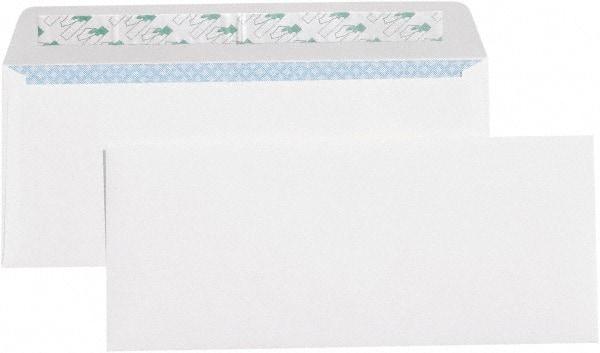 Made in USA - 9-1/2" Long x 4-1/8" Wide Peel-Off Self-Seal Plain White Envelope - White - Apex Tool & Supply