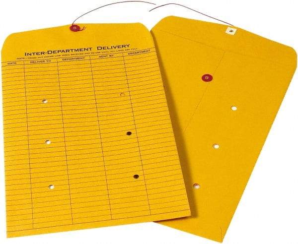 Made in USA - 15" Long x 10" Wide Draw String Inter-Department Envelope - Kraft - Apex Tool & Supply