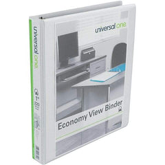 Universal One - 220 Sheet Capacity, 8-1/2 x 11", View Ring Binder - Polypropylene, White - Apex Tool & Supply