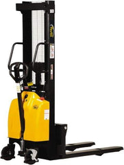 Vestil - 2,000 Lb Capacity, 118" Lift Height, Battery Powered Stacker - 3-3/8" Lowered Height, 42" Fork Length, 26-3/4" Overall Width - Apex Tool & Supply