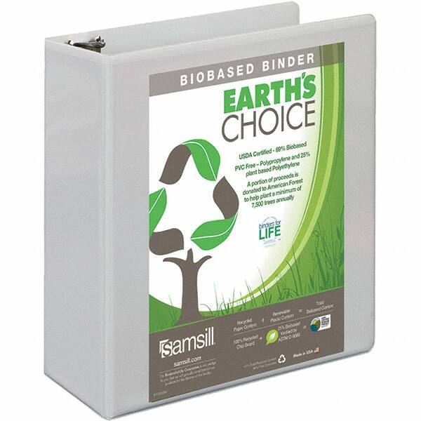 Samsill - 650 Sheet Capacity, 8-1/2 x 11", View Ring Binder - Polypropylene, White - Apex Tool & Supply