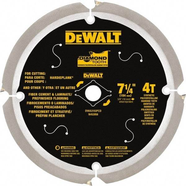 DeWALT - 7-1/4" Diam, 15.88mm Arbor Hole Diam, 16 Tooth Wet & Dry Cut Saw Blade - Steel, Smooth Action, Standard Round Arbor - Apex Tool & Supply