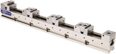 Samchully - 50mm Jaw Width, 500, 215, 120 & 75mm Jaw Opening Capacity, Horizontal Stationary Machine Vise - Manual Operation, 4 Stations, 600mm Long x 24.9mm Deep, 25mm Jaw Height, Alloy Steel - Apex Tool & Supply