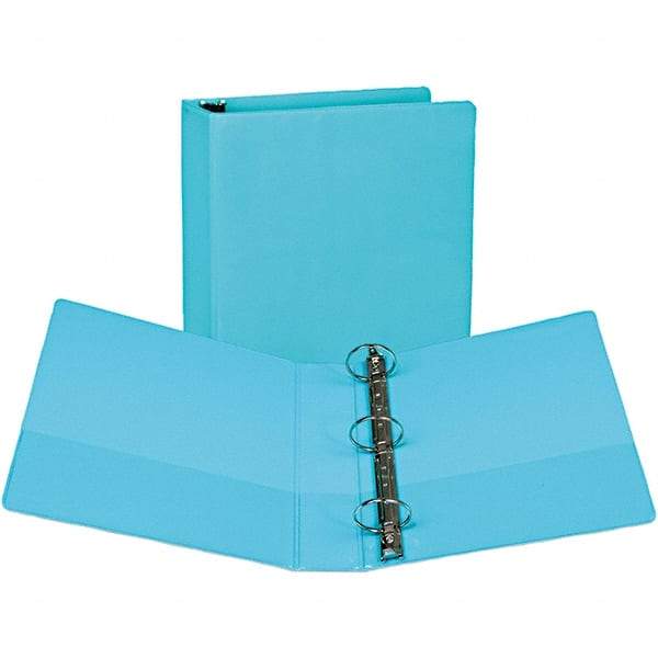 Samsill - 400 Sheet Capacity, 8-1/2 x 11", View Ring Binder - Vinyl Covered Chipboard, Turquoise - Apex Tool & Supply