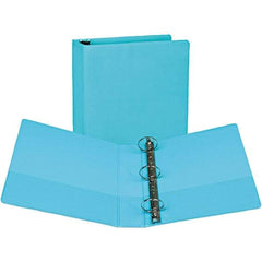Samsill - 400 Sheet Capacity, 8-1/2 x 11", View Ring Binder - Vinyl Covered Chipboard, Turquoise - Apex Tool & Supply