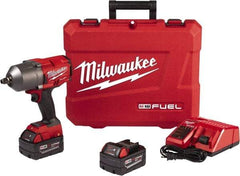 Milwaukee Tool - 1/2" Drive 18 Volt Pistol Grip Cordless Impact Wrench & Ratchet - 1,750 RPM, 0 to 2,100 BPM, 1,000 Ft/Lb Torque, 2 Lithium-Ion Batteries Included - Apex Tool & Supply