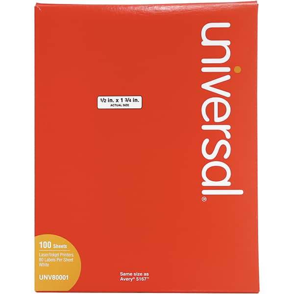 UNIVERSAL - 1-3/4" Long, White Paper Laser Label - For Inkjet Printers, Laser Printers - Apex Tool & Supply