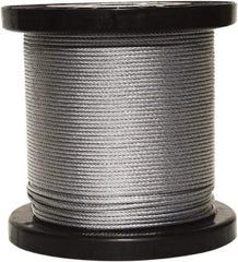 Loos & Co. - 500' Long, 1/8" x 1/8" Diam, Galvanized Wire Rope - 2,000 Lb Breaking Strength, 7 x 19 - Apex Tool & Supply