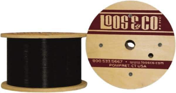 Loos & Co. - 1/16" x 3/64" Diam, Steel Wire Rope - 270 Lb Breaking Strength, 7 x 7, Vinyl Coating - Apex Tool & Supply