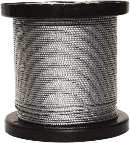 Loos & Co. - 3/16" x 1/8" Diam, Galvanized Steel Wire Rope - 2,000 Lb Breaking Strength, 7 x 19, Vinyl Coating - Apex Tool & Supply
