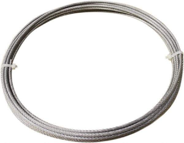 Loos & Co. - 1/8" x 3/32" Diam, Galvanized Steel Wire Rope - 920 Lb Breaking Strength, 7 x 7, Vinyl Coating - Apex Tool & Supply
