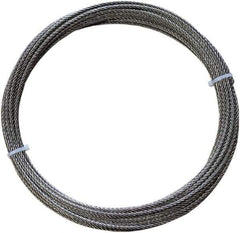 Loos & Co. - 100' Long, 1/4" x 1/4" Diam, Stainless Steel Wire Rope - 4,900 Lb Breaking Strength, 7 x 19 - Apex Tool & Supply