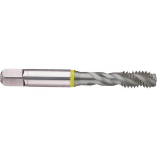 ‎6-32 3 Flute 2B Cobalt Spiral Flute Semi-Bott Yellow Ring Tap-MolyGlide-40 Degree Helix - Apex Tool & Supply