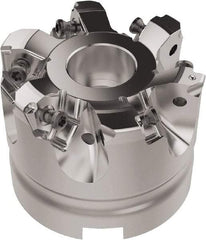 Seco - 63mm Cut Diam, 27mm Arbor Hole, 6.96mm Max Depth of Cut, 92° Indexable Chamfer & Angle Face Mill - 6 Inserts, XNEX080816 Insert, Right Hand Cut, 6 Flutes, Through Coolant, Series R220.79 - Apex Tool & Supply