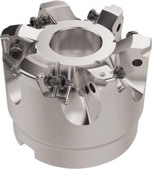 Seco - 2-1/2" Cut Diam, 1" Arbor Hole, 6.96mm Max Depth of Cut, 92° Indexable Chamfer & Angle Face Mill - 6 Inserts, XNEX080816 Insert, Right Hand Cut, 6 Flutes, Through Coolant, Series R220.79 - Apex Tool & Supply