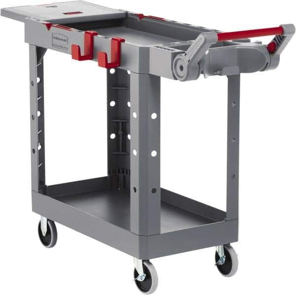 Rubbermaid - 500 Lb Capacity, 17-3/4" Wide x 46-3/16" Long x 36" High Heavy Duty Utility Cart - 2 Shelf, 12 Slot, Structural Foam - Apex Tool & Supply