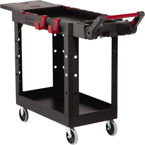Rubbermaid - 500 Lb Capacity, 17-3/4" Wide x 46-3/16" Long x 36" High Heavy Duty Utility Cart - 2 Shelf, 12 Slot, Structural Foam - Apex Tool & Supply