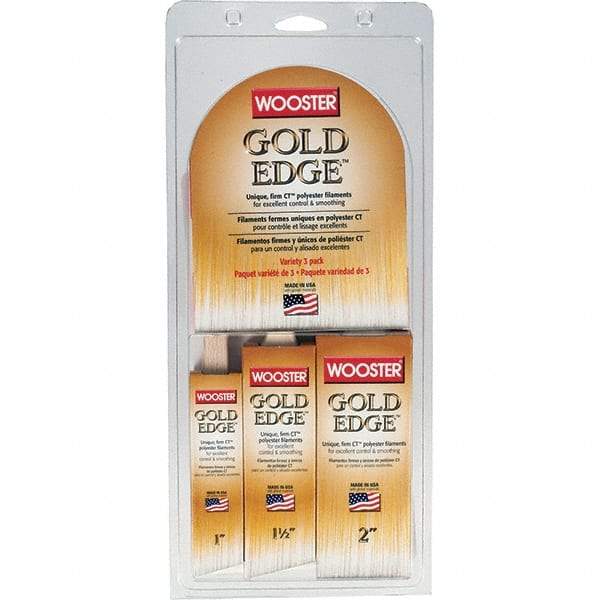 Wooster Brush - 1, 1-1/2 & 2" Angle/Flat Polyester General Purpose Paint Brush Set - 2-3/16, 2-7/16 & 2-11/16" Bristle Length, 2" Wood Fluted Handle - Apex Tool & Supply