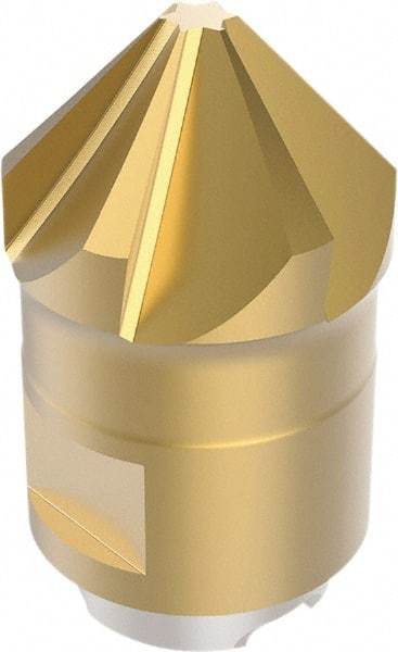 Seco - MP10 Grade F40M Carbide Chamfer Milling Tip Insert - TiAIN/TiN Finish, 6 Flutes, 1.95mm Cutting Diam, 4mm Depth of Cut, 14.5mm Extension - Apex Tool & Supply
