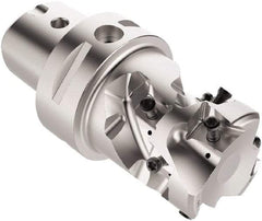 Seco - 66mm Cut Diam, 81.74mm Max Depth of Cut, 115mm OAL, Indexable Square Shoulder Helical End Mill - LOEX Inserts, C6 Modular Connection, 90° Lead Angle, Through Coolant, Series R217.94 - Apex Tool & Supply
