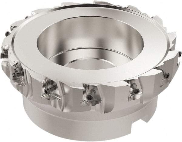 Seco - 14 Inserts, 6" Cut Diam, 2" Arbor Diam, 12mm Max Depth of Cut, Indexable Square-Shoulder Face Mill - 90° Lead Angle, 63mm High, LOEX-12 Insert Compatibility, Series Square T4-12 - Apex Tool & Supply