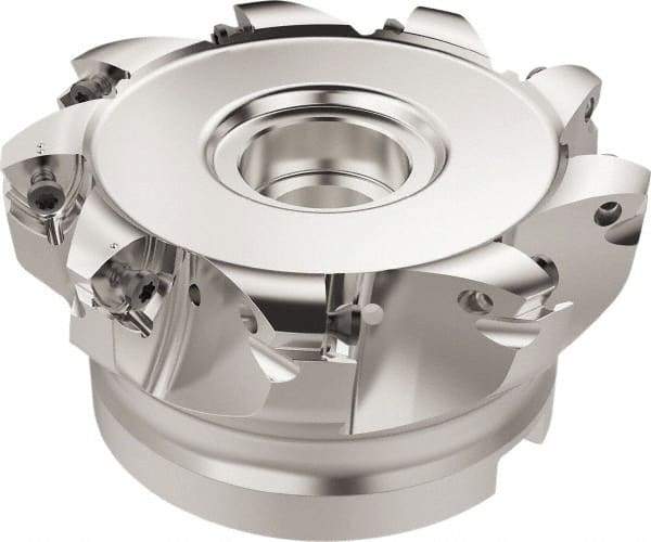 Seco - 9 Inserts, 83.6mm Cutter Diam, 1.8mm Max Depth of Cut, Indexable High-Feed Face Mill - 32mm Arbor Hole Diam, 14.4mm Keyway Width, 50mm High, R220.21 Toolholder, 218.19-160.. Inserts, Series R220.21 - Apex Tool & Supply