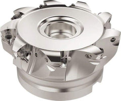 Seco - 9 Inserts, 83.6mm Cutter Diam, 1.8mm Max Depth of Cut, Indexable High-Feed Face Mill - 32mm Arbor Hole Diam, 14.4mm Keyway Width, 50mm High, R220.21 Toolholder, 218.19-160.. Inserts, Series R220.21 - Apex Tool & Supply