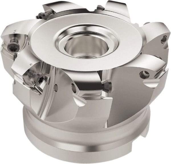 Seco - 7 Inserts, 63.6mm Cutter Diam, 1.8mm Max Depth of Cut, Indexable High-Feed Face Mill - 27mm Arbor Hole Diam, 12.4mm Keyway Width, 50mm High, R220.21 Toolholder, 218.19-160.. Inserts, Series R220.21 - Apex Tool & Supply