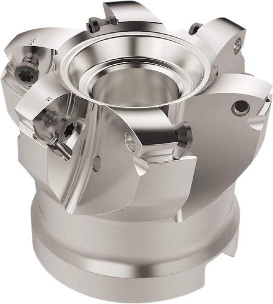 Seco - 6 Inserts, 47.9mm Cutter Diam, 1.8mm Max Depth of Cut, Indexable High-Feed Face Mill - 27mm Arbor Hole Diam, 12.4mm Keyway Width, 50mm High, R220.21 Toolholder, 218.19-160.. Inserts, Series R220.21 - Apex Tool & Supply