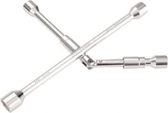 OEM Tools - 14" Long Cross Shaped Lug Nut Wrench Tire Iron - Folding, 11/16, 3/4, 13/16, 7/8" Hex, 17, 19, 21, 22mm - Apex Tool & Supply
