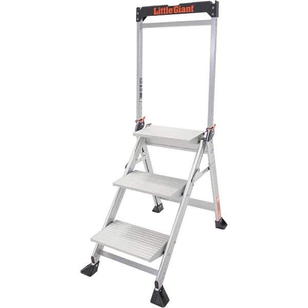 Little Giant Ladder - 3 Steps, 3' High, Type IAA Rating, Aluminum Step Stand - 375 Lb Capacity, 21-1/2" Base Width - Apex Tool & Supply