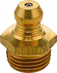 Umeta - Straight Head Angle, M12x1.50 Metric Brass Standard Grease Fitting - 14mm Hex, 17.5mm Overall Height, 6.5mm Shank Length - Apex Tool & Supply