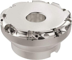 Seco - 67.26mm Cut Diam, 6mm Max Depth, 40mm Arbor Hole, 9 Inserts, RN.. 1207 Insert Style, Indexable Copy Face Mill - R220.26 Cutter Style, 7,500 Max RPM, 63mm High, Series R220.26 - Apex Tool & Supply