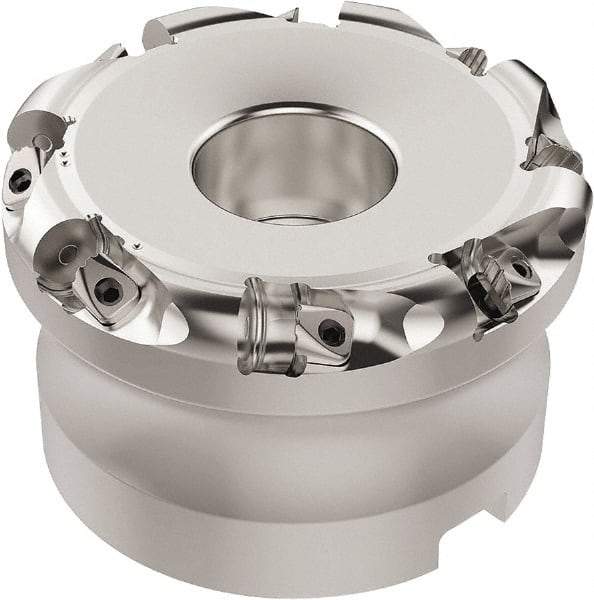 Seco - 50.32mm Cut Diam, 6mm Max Depth, 40mm Arbor Hole, 8 Inserts, RN.. 1207 Insert Style, Indexable Copy Face Mill - R220.26 Cutter Style, 8,400 Max RPM, 63mm High, Through Coolant, Series R220.26 - Apex Tool & Supply