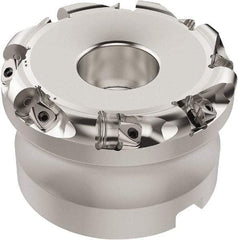 Seco - 50.32mm Cut Diam, 6mm Max Depth, 40mm Arbor Hole, 8 Inserts, RN.. 1207 Insert Style, Indexable Copy Face Mill - R220.26 Cutter Style, 8,400 Max RPM, 63mm High, Through Coolant, Series R220.26 - Apex Tool & Supply