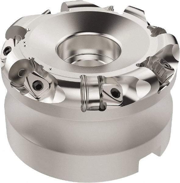 Seco - 112.28mm Cut Diam, 6mm Max Depth, 1-1/4" Arbor Hole, 7 Inserts, RN.. 1207 Insert Style, Indexable Copy Face Mill - R220.26 Cutter Style, 9,400 Max RPM, 2 High, Through Coolant, Series R220.26 - Apex Tool & Supply
