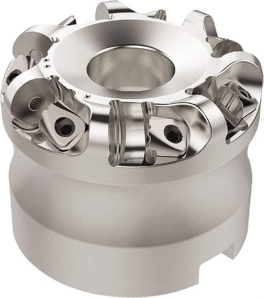 Seco - 37.33mm Cut Diam, 6mm Max Depth, 27mm Arbor Hole, 7 Inserts, RN.. 1207 Insert Style, Indexable Copy Face Mill - R220.26 Cutter Style, 10,600 Max RPM, 50mm High, Through Coolant, Series R220.26 - Apex Tool & Supply