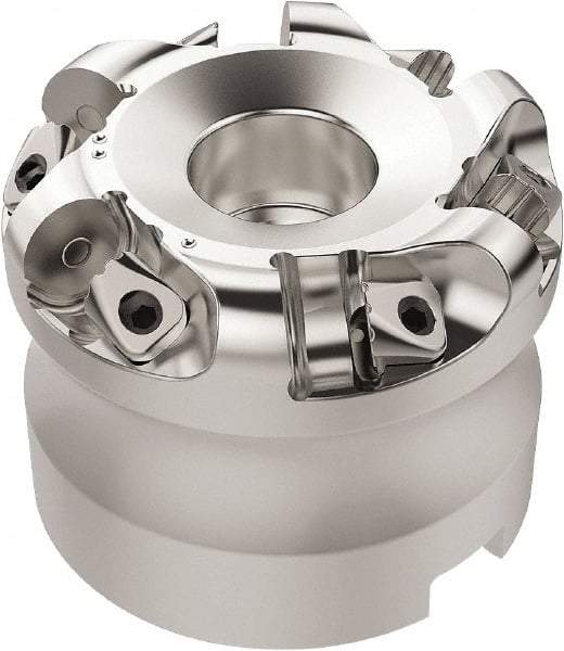 Seco - 87.28mm Cut Diam, 6mm Max Depth, 1" Arbor Hole, 6 Inserts, RN.. 1207 Insert Style, Indexable Copy Face Mill - R220.26 Cutter Style, 10,600 Max RPM, 2 High, Through Coolant, Series R220.26 - Apex Tool & Supply