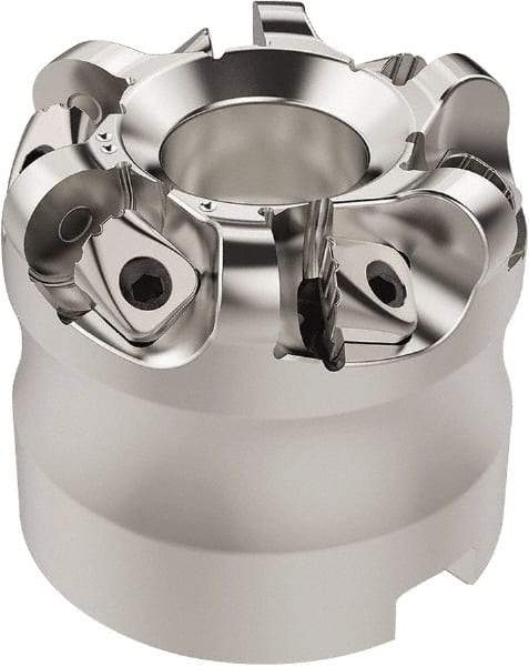 Seco - 37.33mm Cut Diam, 6mm Max Depth, 22mm Arbor Hole, 6 Inserts, RN.. 1204 Insert Style, Indexable Copy Face Mill - R220.26 Cutter Style, 16,700 Max RPM, 45mm High, Through Coolant, Series R220.26 - Apex Tool & Supply