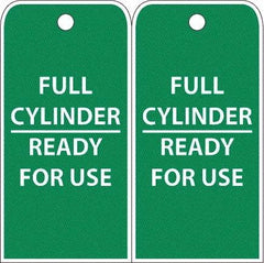 NMC - 4" High x 8" Long, FULL CYLINDER-READY FOR USE, English Safety & Facility Accident Prevention Tag - 2 Sides, White Poly - Apex Tool & Supply
