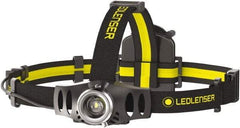 LED LENSER - White LED Bulb, 200 Lumens, Hands-free Flashlight - Black, Yellow Plastic Body, 3 AAA NiMH Batteries Included - Apex Tool & Supply
