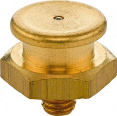 Umeta - Straight Head Angle, M8x1.25 Metric Brass Button-Head Grease Fitting - 17mm Hex, 17mm Overall Height - Apex Tool & Supply