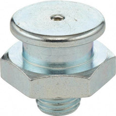 Umeta - Straight Head Angle, M8x1.25 Metric Stainless Steel Button-Head Grease Fitting - 17mm Hex, 17mm Overall Height - Apex Tool & Supply