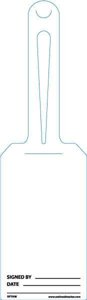 NMC - 11-1/4" High x 3-1/4" Long, Blank, English Safety & Facility Blank Tag - White Unrippable Vinyl - Apex Tool & Supply