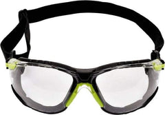 3M - Clear Lenses, Frameless Safety Glasses - Anti-Fog, Green Frame, Size Universal, Wrap Around - Apex Tool & Supply