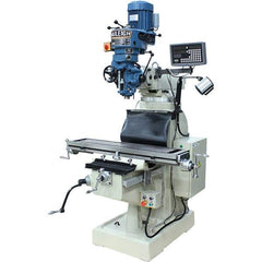 Baileigh - 9" Table Width x 42" Table Length, Step Pulley Control, 1 Phase Knee Milling Machine - R8 Spindle Taper, 3 hp - Apex Tool & Supply