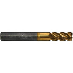 Emuge - 16mm Diam, Fine Pitch, 32mm LOC, 4 Flute Solid Carbide 4mm Corner Radius Roughing End Mill - TiN/TiAlN Finish, 108mm OAL, 16mm Shank Diam, Single End, Extended Reach, 45° Helix - Apex Tool & Supply